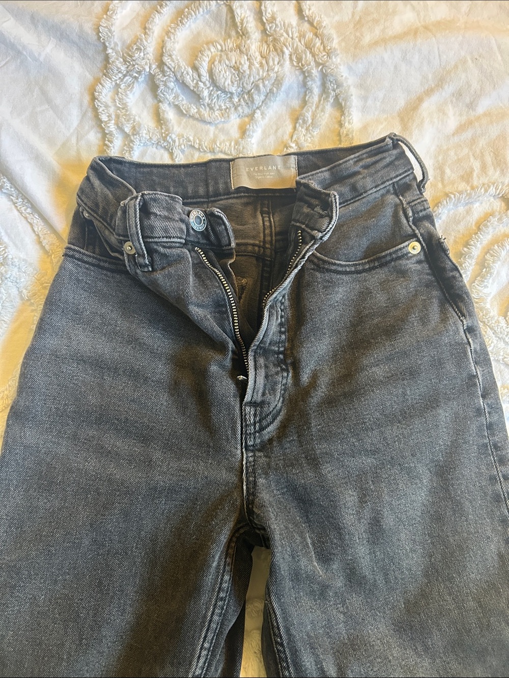 Everlane High-Rise Gray Straight Jeans